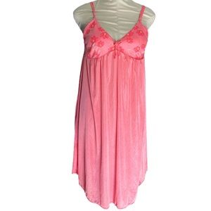 CottageCore Retro Barbie Pink Floral Satin Slip Dress